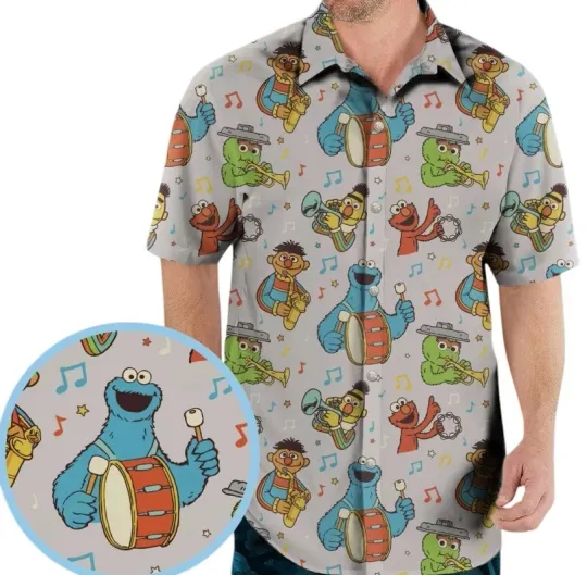 Sesame Street Hawaiian Button Down Shirt