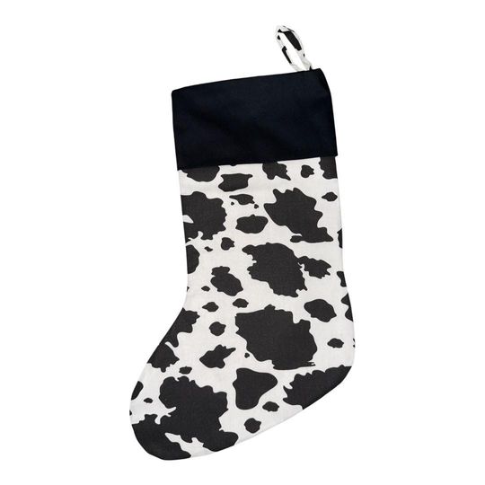 Discover Cow Print Black and White Christmas Stocking, Christmas Decor, Holiday, Washable
