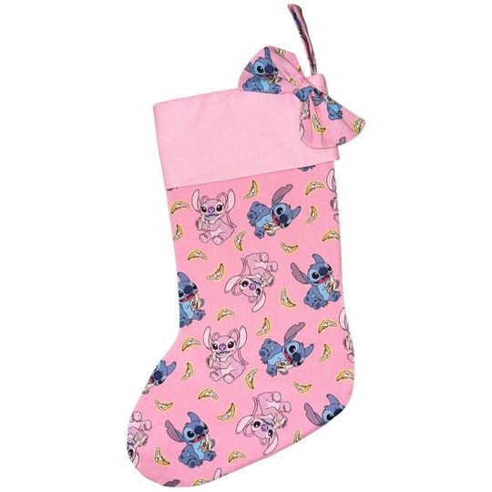 Discover Disney Lilo & Stich Stitch and Angel Christmas Stocking, Ohana, Bows, Christmas Decor, Washable