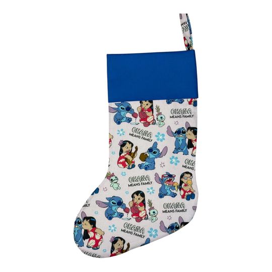 Discover Lilo and Stich, Disney, Ohana means Family, Christmas Stocking, Christmas Decor, Holiday, Washable