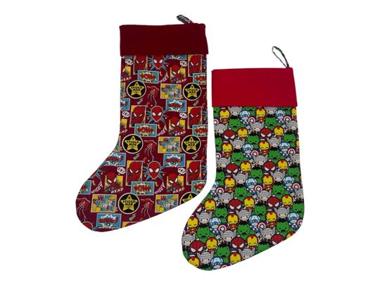 Spider-Man Christmas Stockings, Marvel, Superheroes, Spider-Man, Hulk, Thor, IronMan, Captain America, Christmas Decor, Holiday, Washable