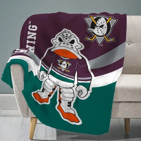 Discover Sleep Squad Anaheim Ducks Wild Wing Mascot Throwback Fleece Blanket