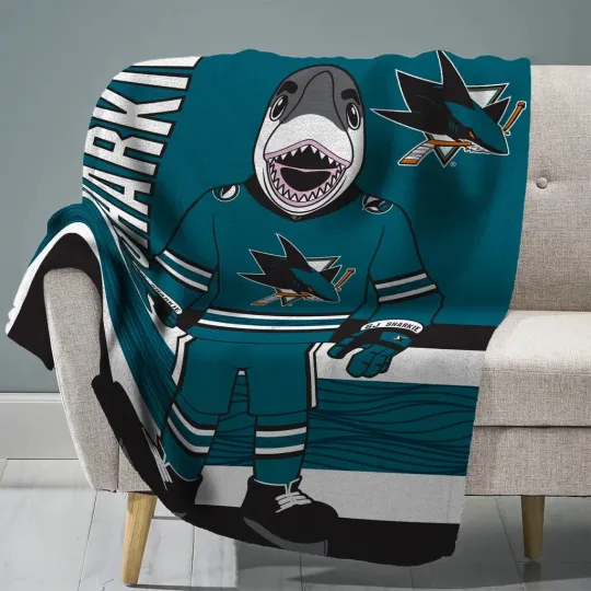 Sleep Squad San Jose Sharks SJ Sharkie MascotFleece Blanket