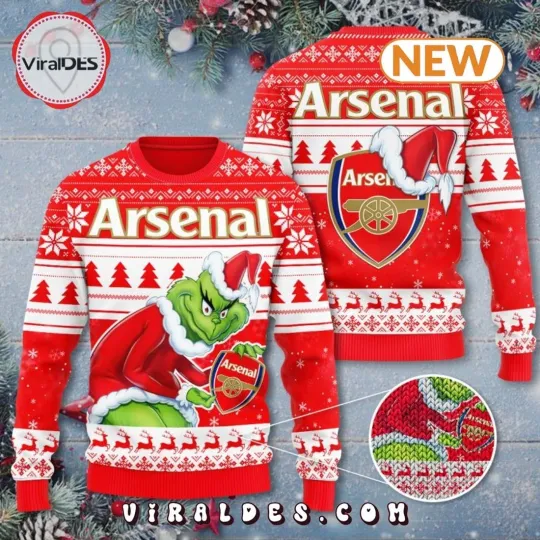 Discover EPL Arsenal FC Logo funny character Ugly Christmas Sweater