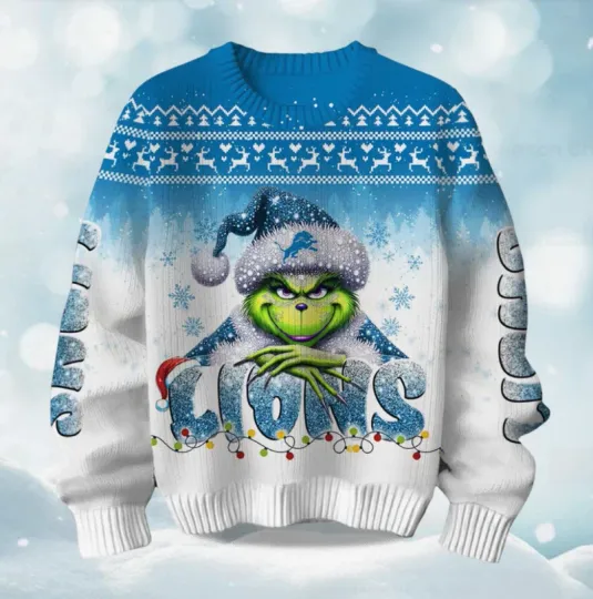 Discover 2025 Lions The funny character Season Christmas Ugly Sweater