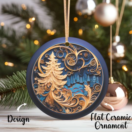 Discover Christmas Christmas Tree Ornament, Christmas Decoration, Ceramic Ornament,Christmas Ornament,Christmas Gift,Flat Round Ornament