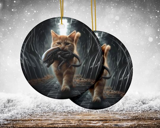 Discover Jonesy the Cat Hero Ornament, Funny Alien Parody Christmas Decoration