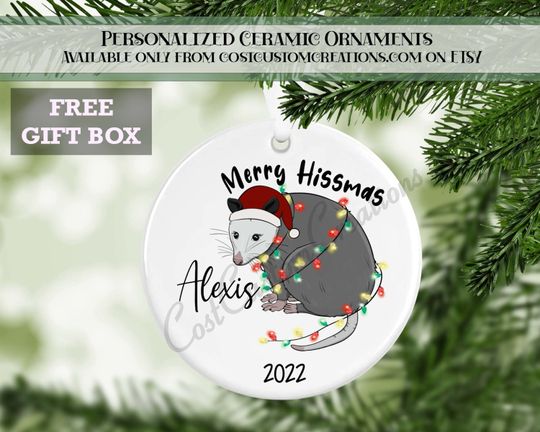 Discover Merry Hissmas Opossum Ornament, Opossum Gifts, Kids Gifts, Personalized Gifts, Christmas Gifts, Funny Gifts