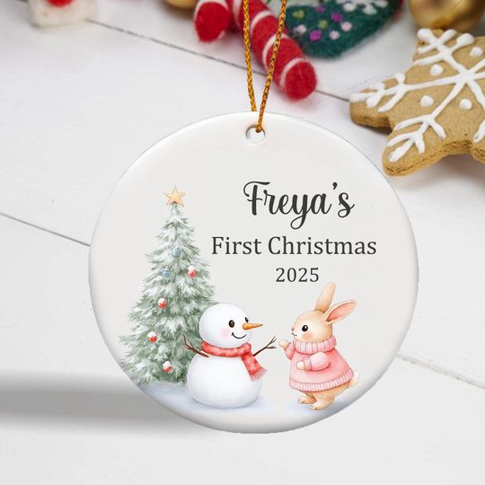 Discover Personalized Baby's First Christmas Ornament, Custom Bunny Keepsake