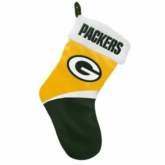 Discover Green Bay Packers Christmas Stocking Holiday 17" Team Colors Logo New! - (D/3/4)
