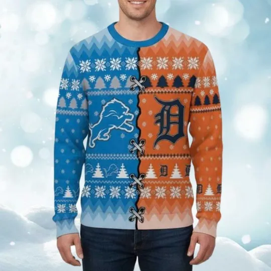Discover 2025 Tigers x Lions Personalized Ugly Christmas Sweater  - Christmas Gift