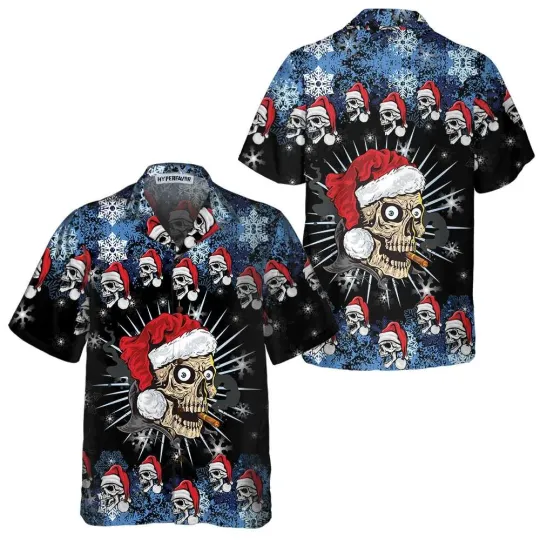 Discover Skull Naughty Face Christmas Hawaiian Shirt, Christmas Skull Shirt