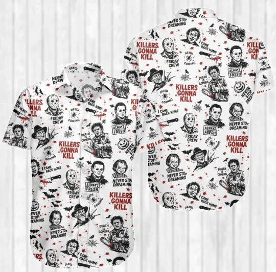 Discover Horror Characters Halloween Hawaiian Shirt, Scary Movie Shirt