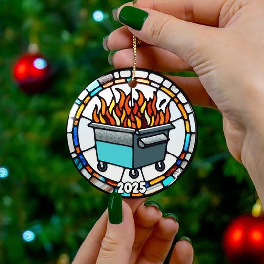 Discover funny christmas ornaments,dumpster fire ornament,gag gift for office party secret santa white elephant christmas 2025 ornament for him