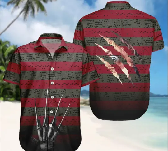 Freddy Krueger Hawaiian Shirt, Horror Costume Button Shirtt