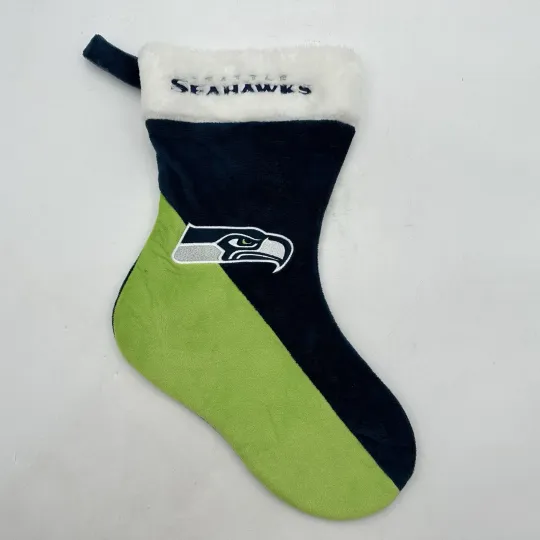Discover Seattle football Holiday Christmas Stocking football Team Logo Plush Gift