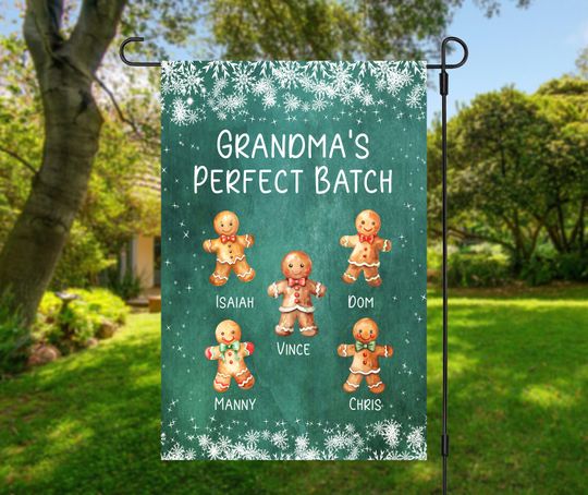 Discover Personalized Gingerbread Family Christmas Garden Flag