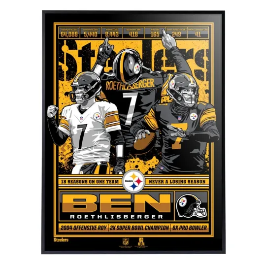 Discover Phenom Gallery Pittsburgh Steeler Ben Roethlisburger Retirement Framed Serigrap