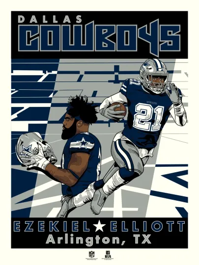Discover Ezekiel Elliott Dallas Cowboys Limited Edition Poster