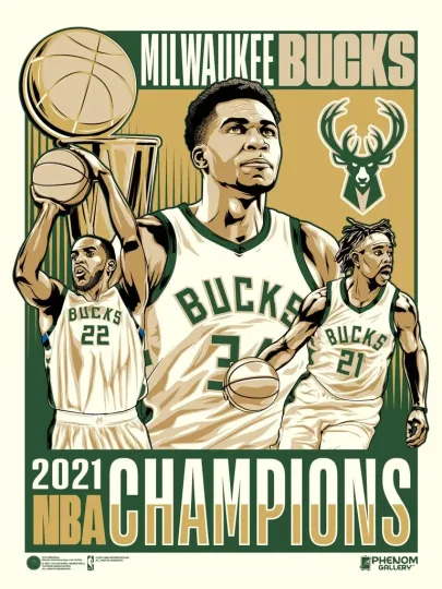 Discover Phenom Gallery Milwaukee Bucks 2021 NBA Championship Poster