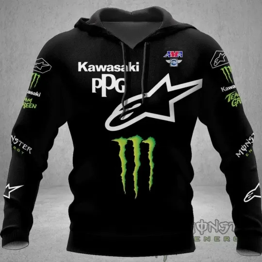 Kawasaki Racing Team 3D Hoodie for Unisex