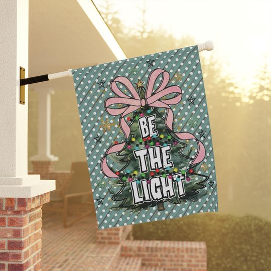 Discover Christmas Garden Flag, Coquette Tree Holiday Decor, Front Porch Outdoor Yard Banner, Be The Light Welcome Sign, Christian Gift