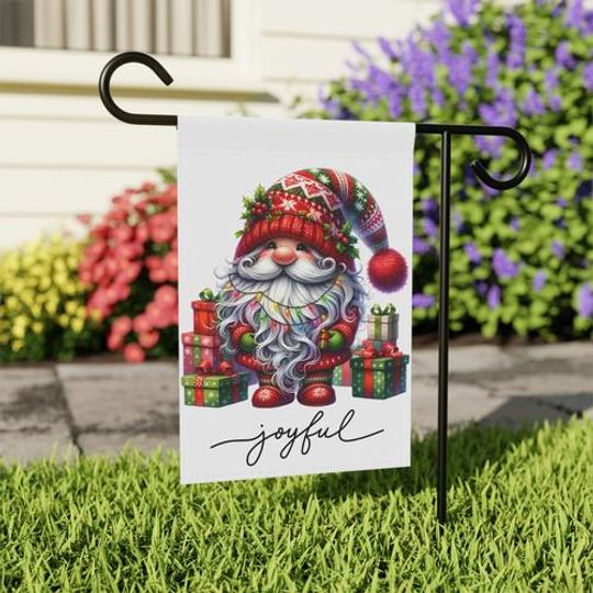 Discover Joyful Santa Garden Banner, Holiday Decor, Christmas Yard Flag