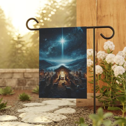 Nativity Scene Garden Flag: Religious Christmas Holiday Decor