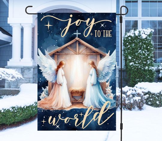 Discover Christmas Nativity Garden Flag Sublimation Design, Christian Quote Flag Template, Winter Holiday Print, Religious Festive PNG File