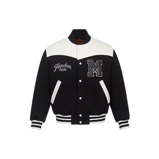 Discover MCM München Varsity Jacket Black & White Ponte Letterman Unisex Streetwear