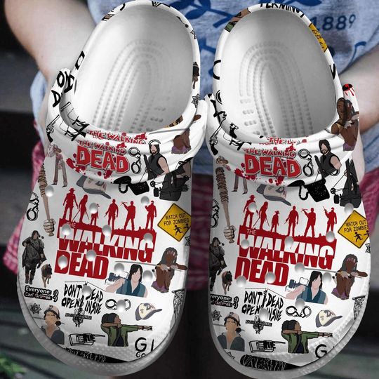 Zombie Apocalypse Inspired Foam Clogs, Dark Grey Pattern, Lightweight Hole Slip-Ons, Gift for Grandma, Casual Indoor Play, Holiday Gift