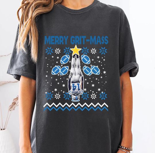 Amon-Ra St Brown Funny Merry Grit-Mas T-Shirt, Detroit Football Xmas Tee