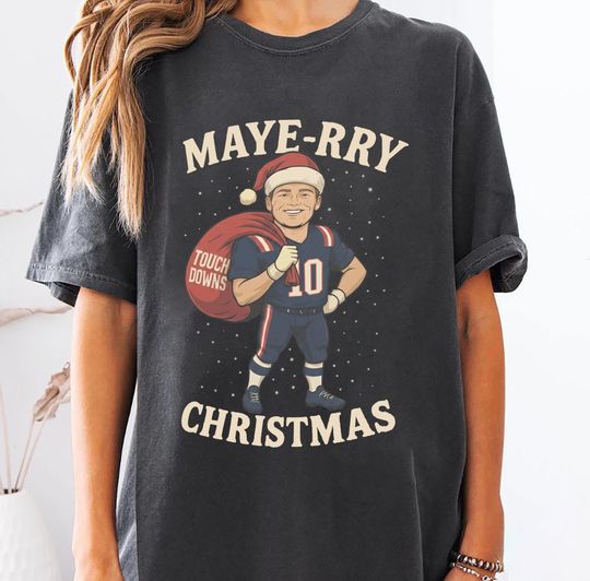 Discover Drake Maye New England Christmas T-Shirt, Patriots Unisex Xmas Football Tee