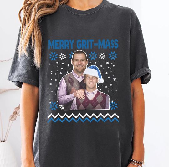 Discover Dan Campbell & Jared Goff Merry Grit-Mas Comfort Colors Shirt, Xmas Detroit Football Shirt