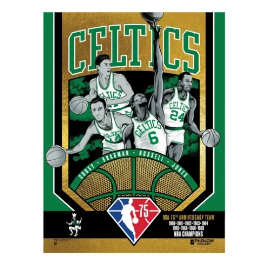 Phenom Gallery Boston Celtics 75th Anniv 60's NBA Champs Poster