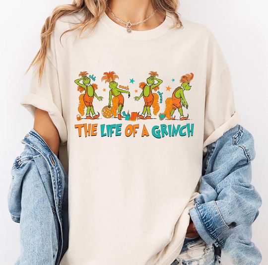 Discover The Life Of A funny character Shirt, Christmas Green Monster Shirt, Funny funny character Graphic Shirt, Retro Christmas Comfort Colors