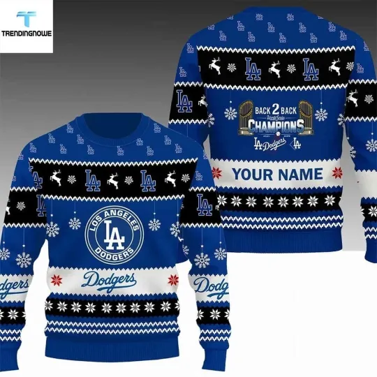 Dodgers Back To Back World Series Champions Christmas Ugly Sweater