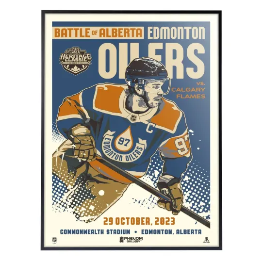 Discover Phenom Gallery Edmonton Oilers Connor McDavid '23 Heritage Classic Poster