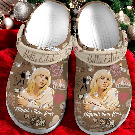 Billie Eilish Happy Than Ever Inspired Hole Clogs, Music Fan Foam Sandals, Breathable Shoes, Black Friday & Xmas 2025 Gift for Girls