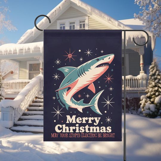 Discover Electric Shark Anti Trump Christmas Garden Flag, Stupid Electric House Banner, Subtle F Trump Holiday Decor, Political Xmas Funny Gift