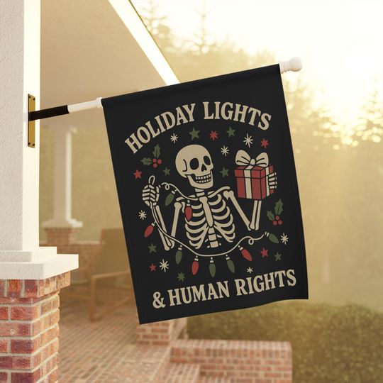 Discover Holiday Lights and Human Rights Garden Flag Liberal Christmas Decor Subtle Anti Trump Christmas Flag Political Yard Sign Social Justice Gift