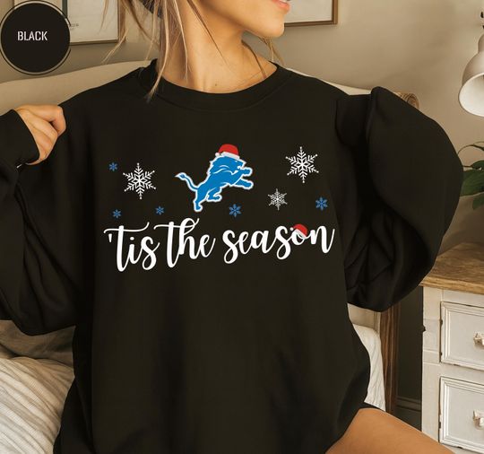 Discover Christmas Detroit Lions Football Sweatshirt, Tis the Season Shirt, Detroit Football Fan Gift, Go Lions Mascot Sweatshirt
