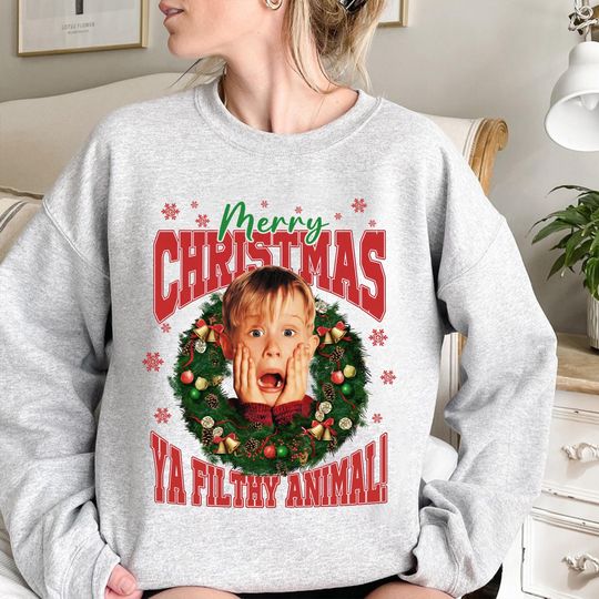 Funny Home Alone Movie Sweatshirt with Kevin McCallister Design for Christmas