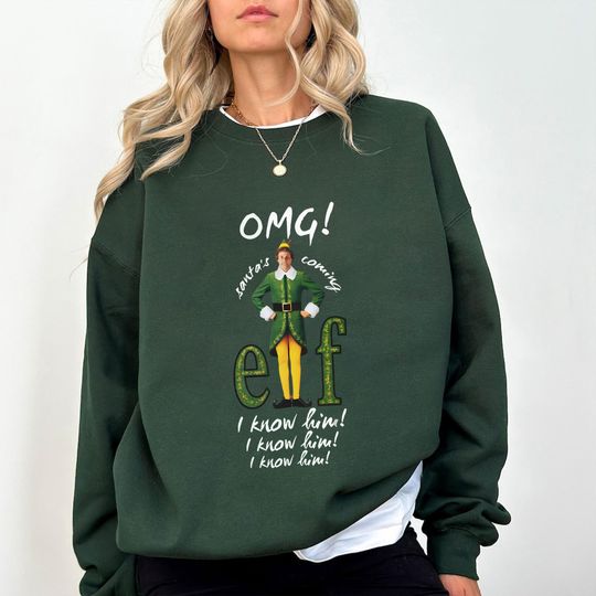 Buddy the Elf I Know Him Christmas Sweatshirt, Funny Holiday Hoodie for Men and Women