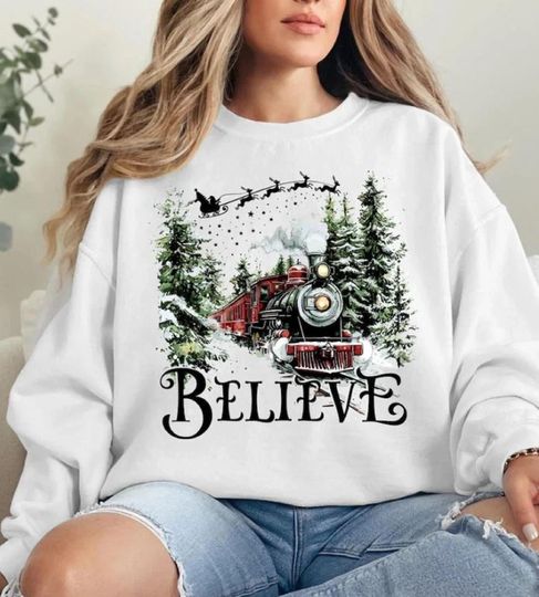 Discover Polar Express Christmas Sweatshirt, Christmas Believe Sweater, All Aboard Polar Express Shirt