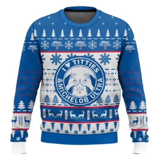 Discover I Love Titties And Michelob Ultra Ugly Christmas Sweater