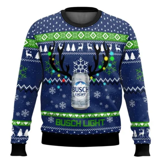 Discover Light Beer Reindeer Ugly Christmas Sweater