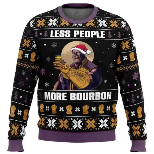 Less People More Bourbon Marvel Comics Ugly Christmas Sweater