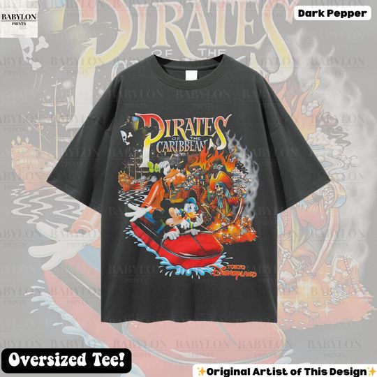 Discover Oversized Mickey Pirates of the Caribbean Ride T-Shirt, Tokyo Disneyland Vintage Disney Shirt, Sparrow Pirate Mickey Friends Tee