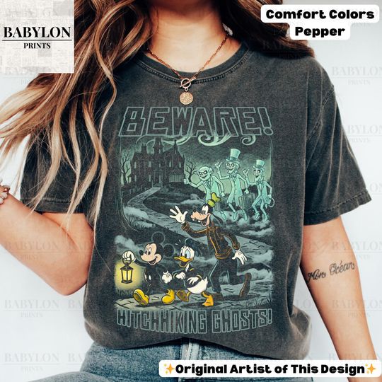 Discover Vintage Disney Haunted Mansion Shirt: Mickey Friends Disney Tee, Hitchhiking Ghosts Haunted Mansion Shirt, Disney Vacation Trip Gift Tee